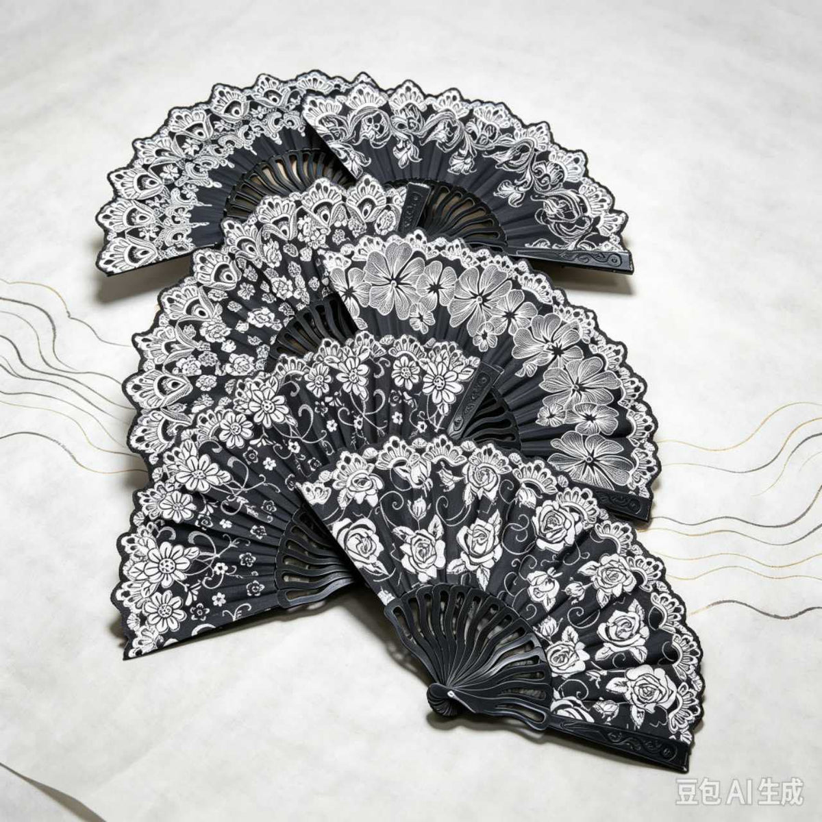 ABANICO*烫金扇子A10202-7