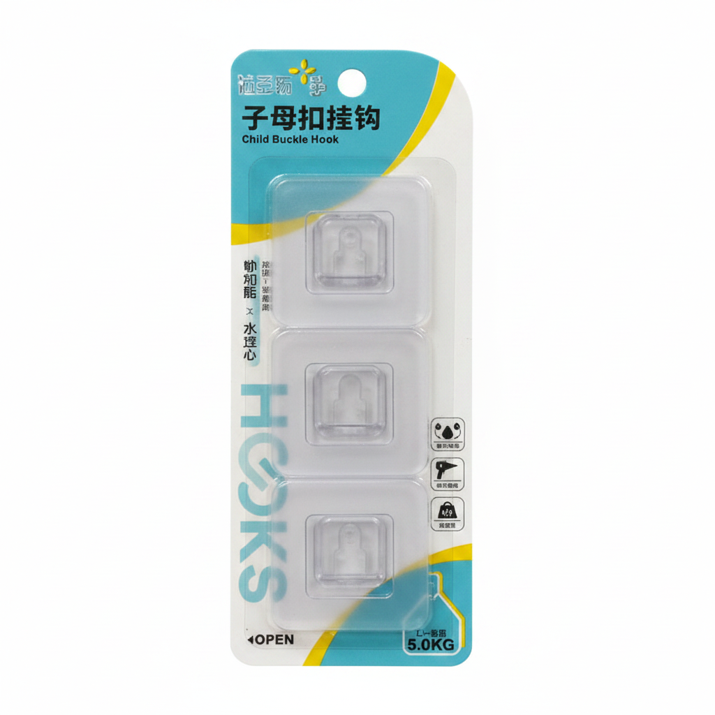 COLGADOR INVISIBLE 3PCS 透明子母挂钩三件套 LF26092