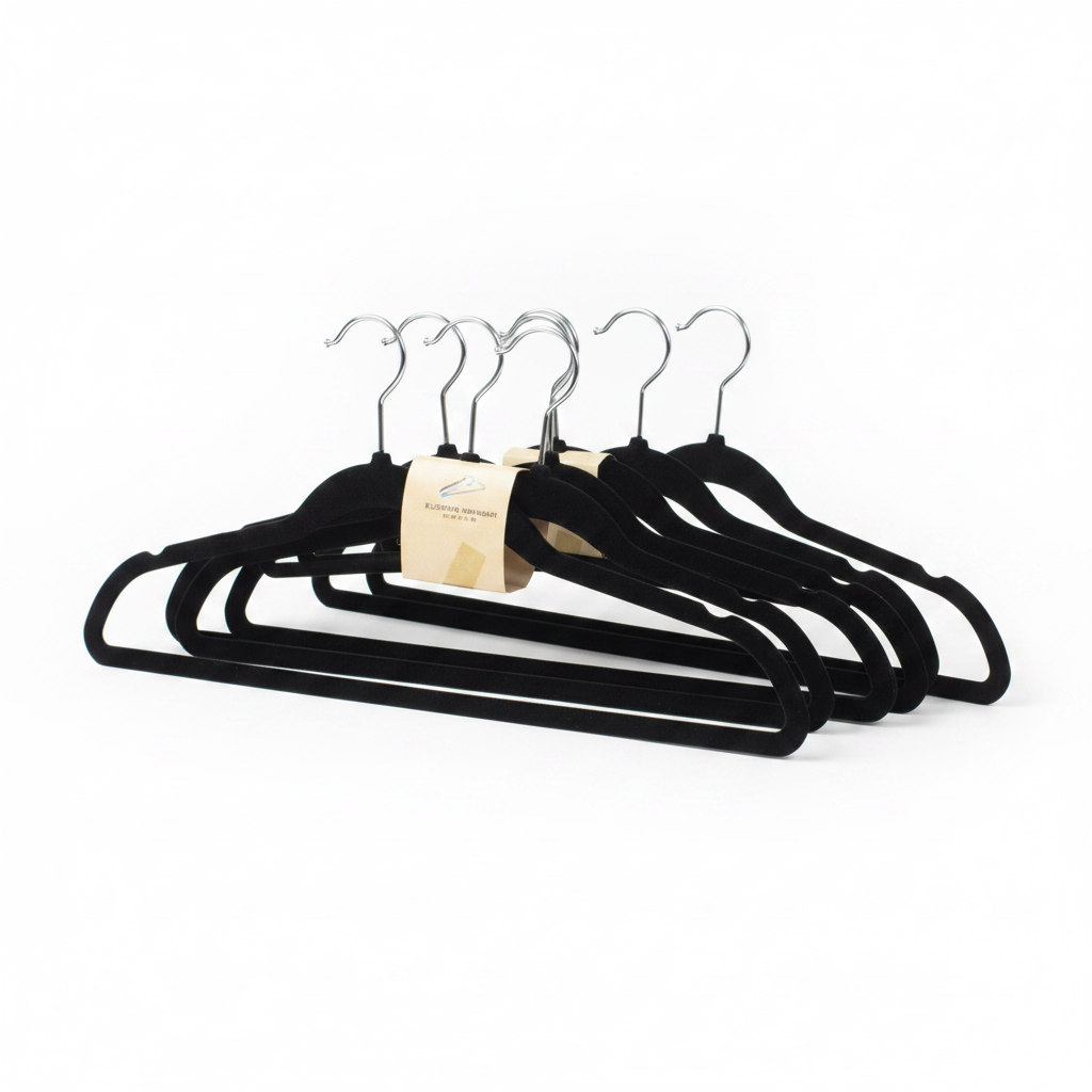 PERCHAS NEGRAS *5PCS 黑色毛绒衣架五件套 AB-30696
