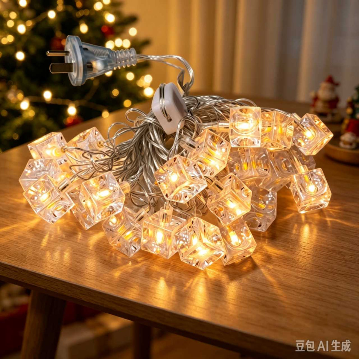 GUIRNALDA LED LUCES CUBOS DECORATIVOS28L CON ENCHUFE CALIDO 28L气泡冰块暖光LN-105