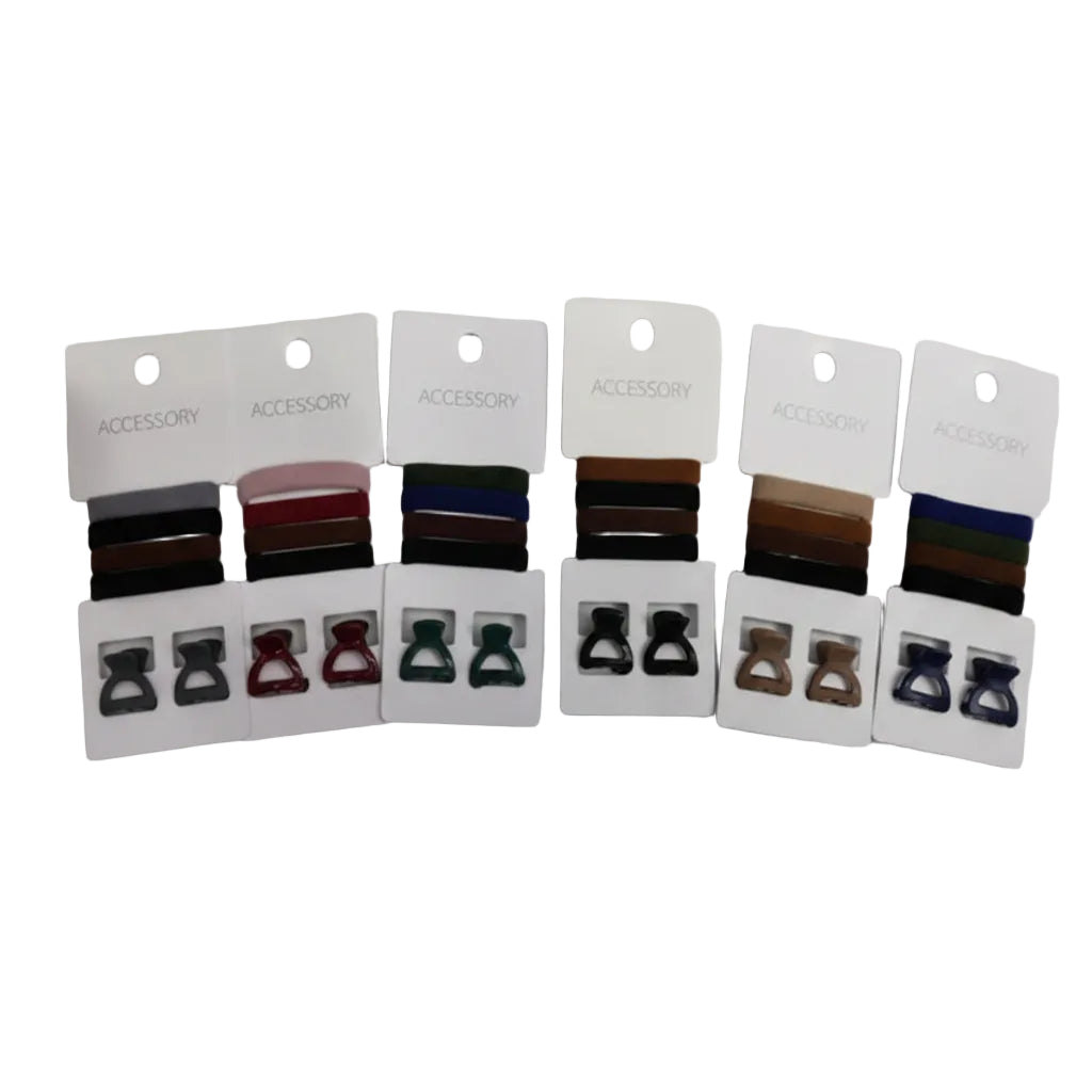 SET GOMITAS CON BROCHES *12 皮筋加发夹12袋装 DD-9508