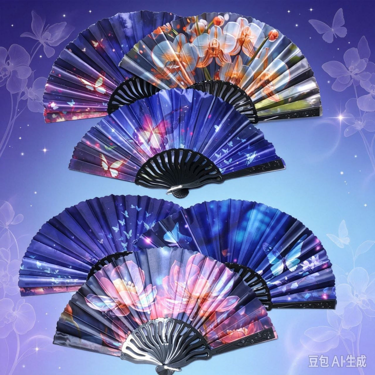 ABANICO *12PC 黑龙骨扇子02754