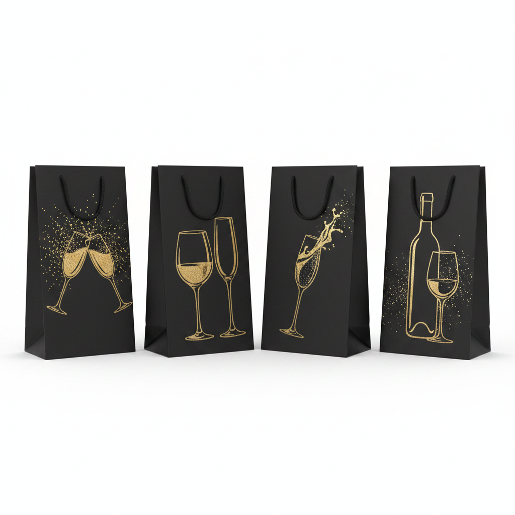 BOLSA D/REGALO 12PCS烫金酒袋 X-1184