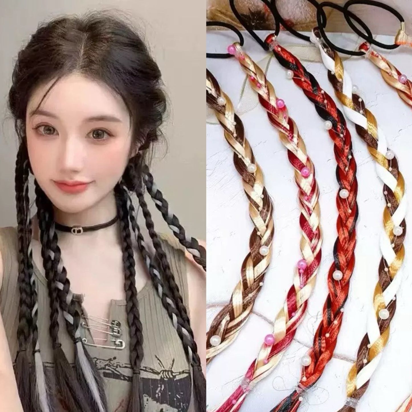 COLITA PELO TRENZA 辫子带珍珠 C-1902