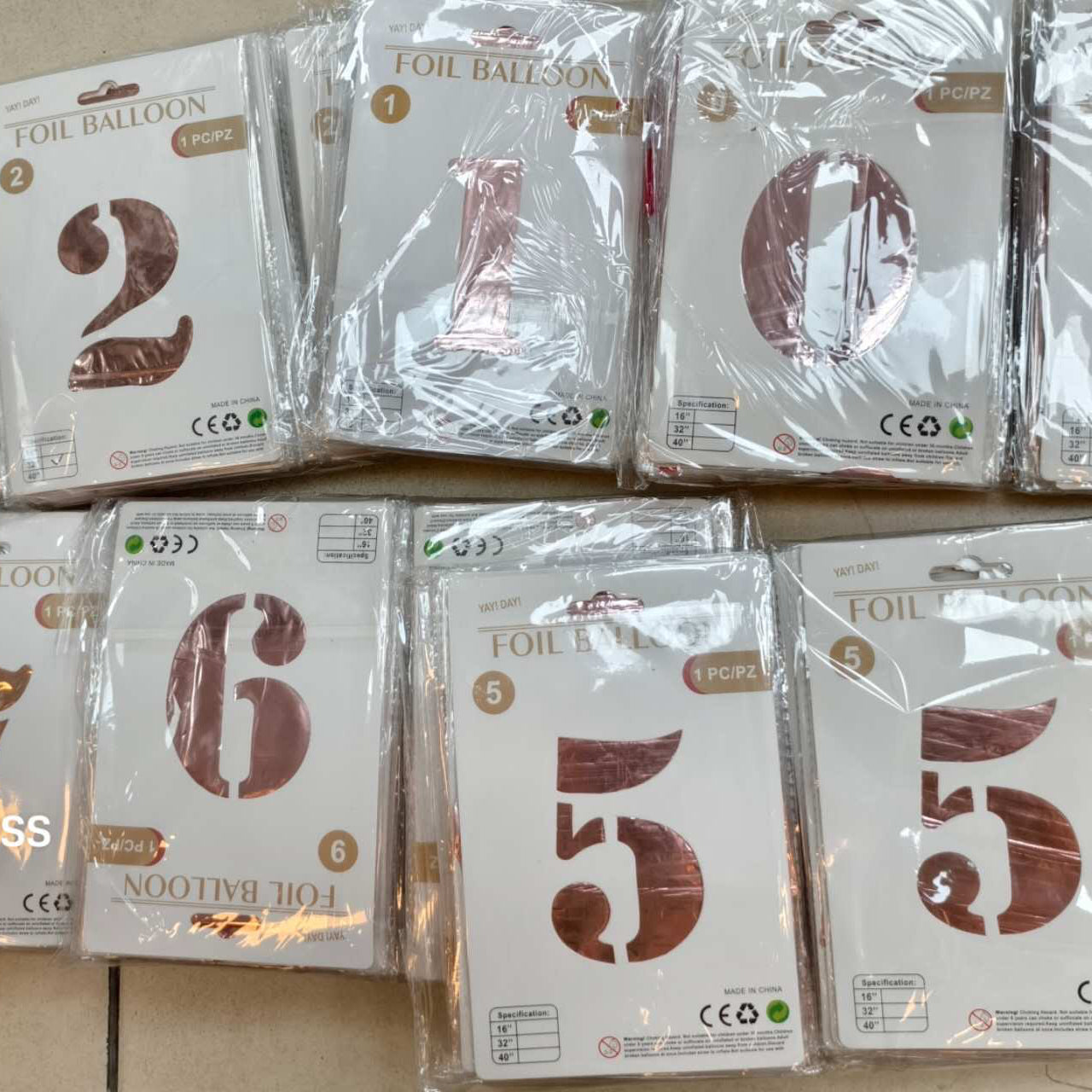 CLOBO 32 PULGADAS 0-9 充气数字大气球金银粉 H73-018C5