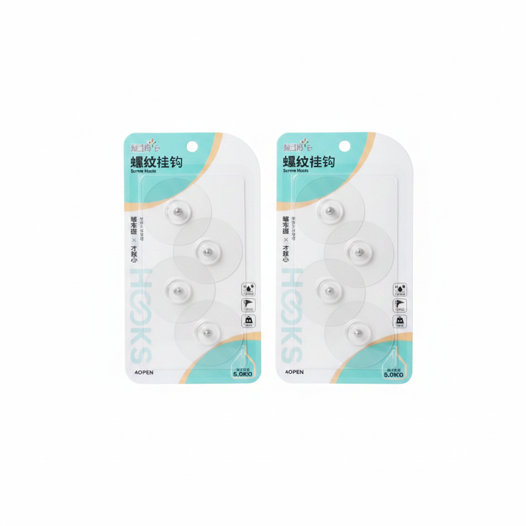 COLGADOR INVISIBLE 4PCS 透明螺纹挂钩四件套 LF26093