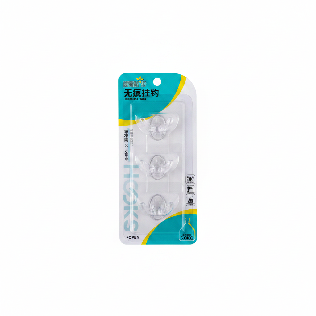 COLGADOR INVISIBLE 3PCS 透明牛角挂钩三件套 LF26090
