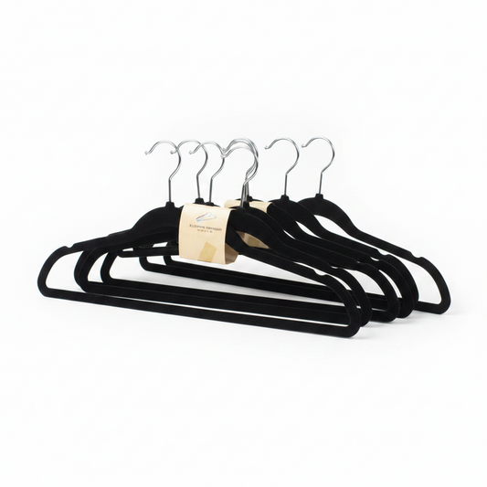 PERCHAS NEGRAS *5PCS 黑色毛绒衣架五件套 AB-30696