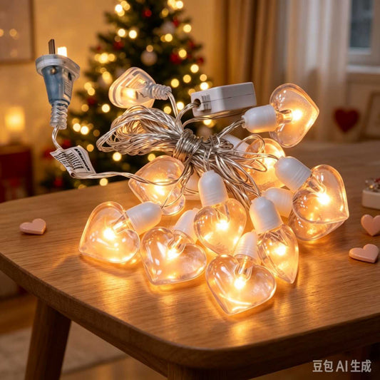 LUCES CORAZON GR GUIRNALDA 1 LED CALIDO ENCHUFE 10L 桃心暖光灯 LN-118