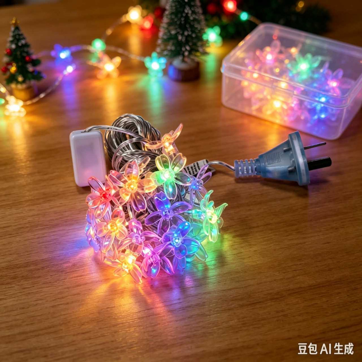 LUCES NAVIDAD FLOR MULTICOLOR 28L 桃花彩灯