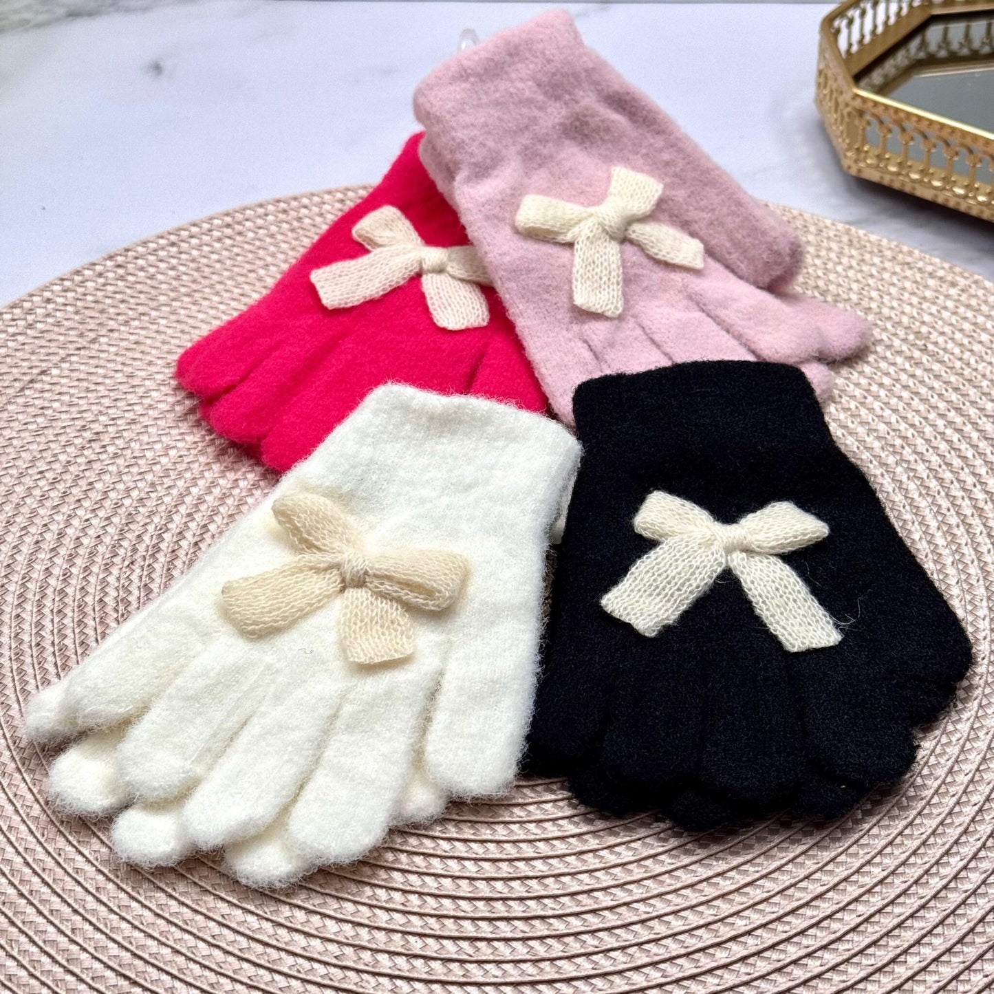 GUANTES 14CM MONIO 儿童蝴蝶结手套 ABC-M-3