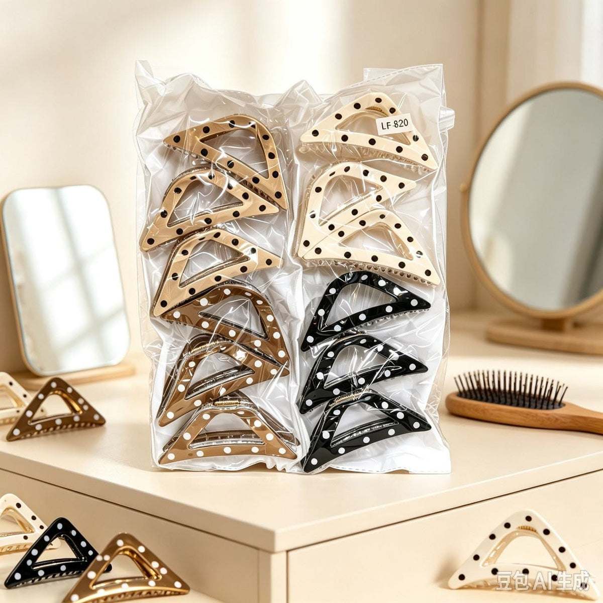 BROCHES  *12PCS  高级波点三角抓夹 LF-820