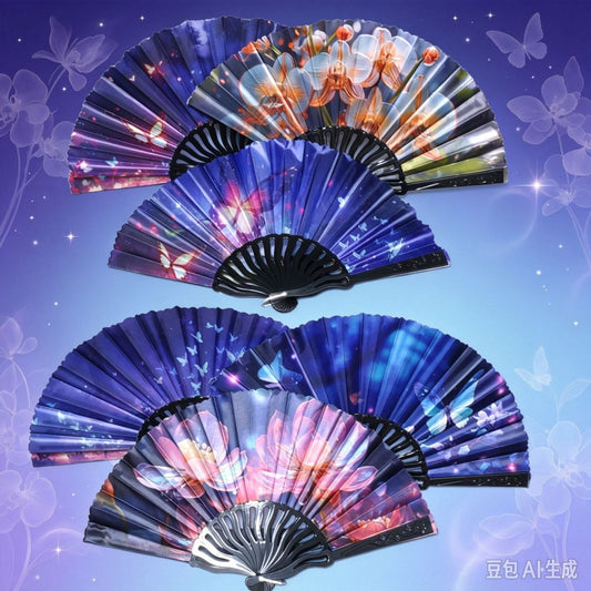 ABANICO *12PC 黑龙骨扇子02754
