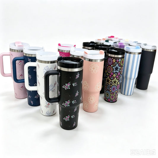VASO COLORE 1200ML 纯色或图案 水杯带吸管 TOKYO